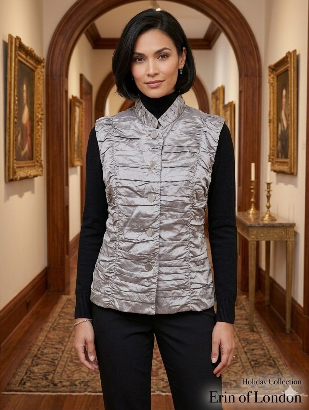 Erin of London | Silver Gray Crinkle Vest | XL